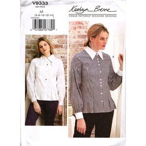Vogue V9333 Misses 6 to 14 Kathryn Brenne Button Front Shirt Sewing Pattern